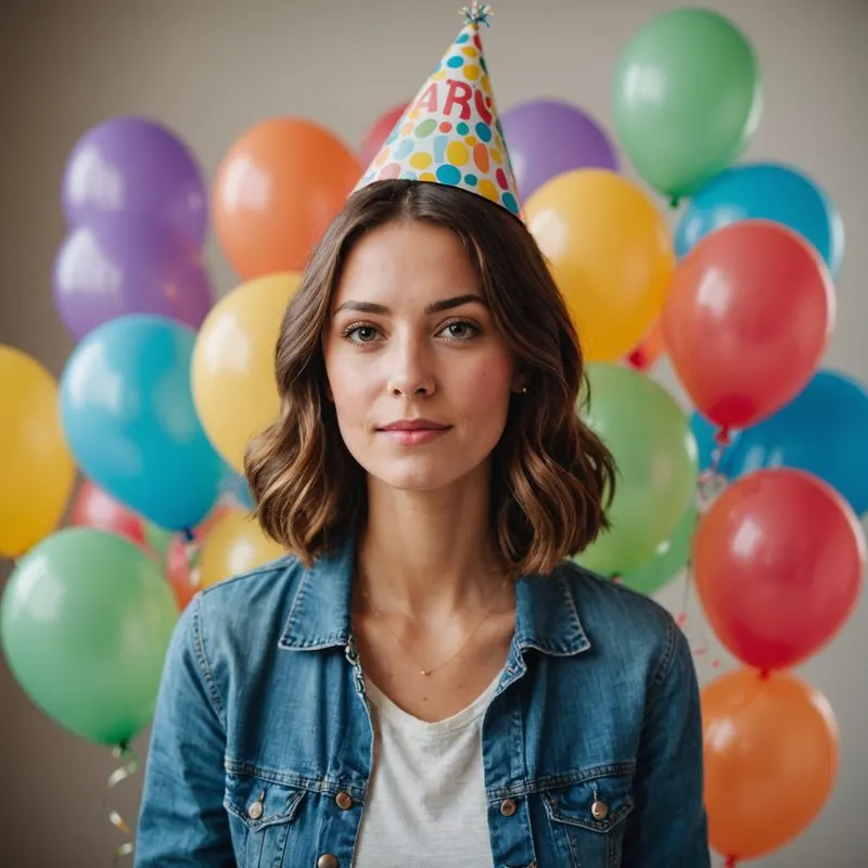 Exemplo de retrato de aniversário com balões