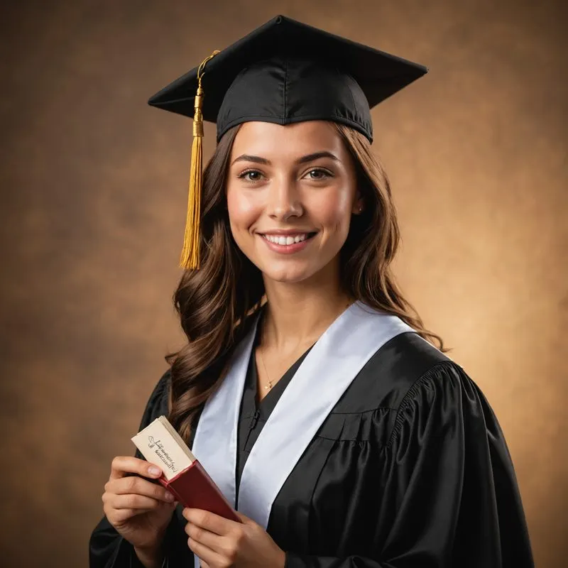 Exemplo de retrato de formatura segurando diploma