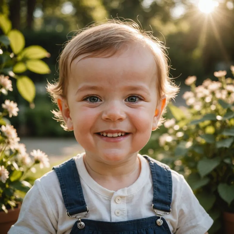 Exemplo de retrato de mêsversário em jardim